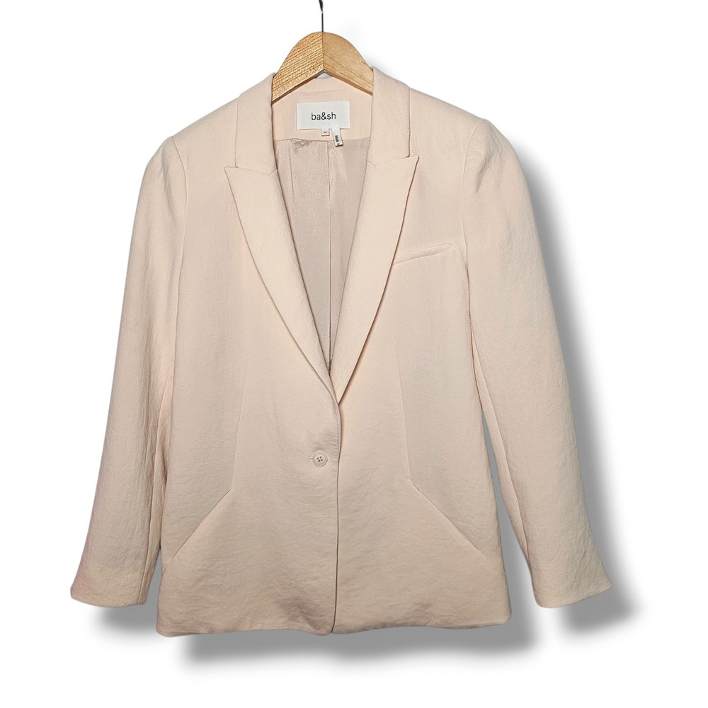 ba&sh Poni Jacket Blazer 4 Womens Nude Cream Crepe Quiet Luxury Clean Girl Chic